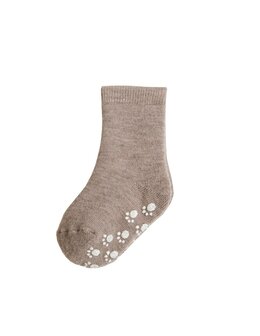 Sokken in wol in zandmelange met anti-slip