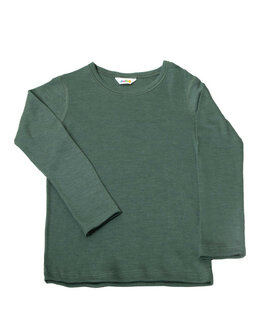 Longsleeve in flessengroen (merinowol-zijde)