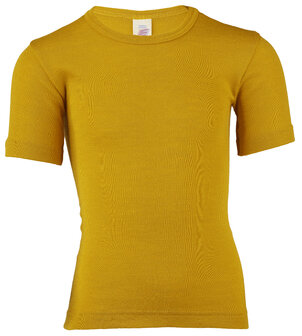 T-shirt in saffraangeel (wol-zijde)