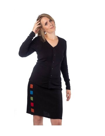 Damesvest zwart (wol-zijde)