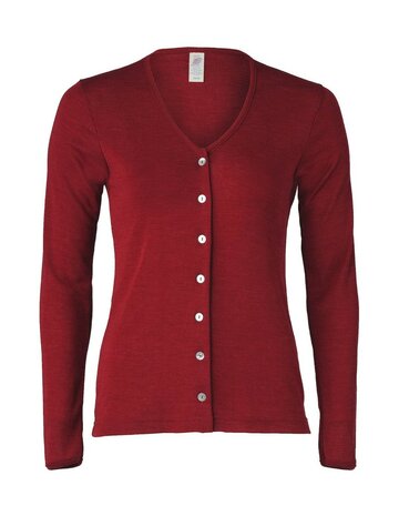 Damesvest malve-rood (wol-zijde)
