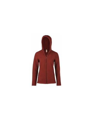 Vest met capuchon in terracotta (biologische fleece wol)