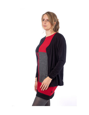 Wollen jurkje in rood en zwart