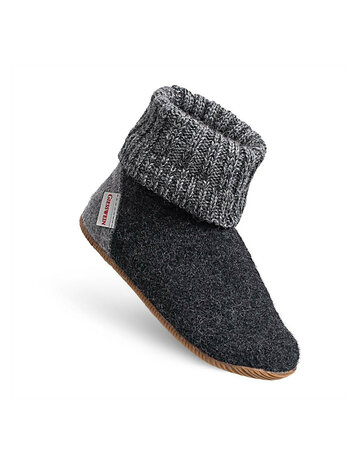 Pantoffels met anti-slipzool in antraciet (wol)