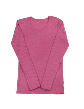 Dameslongsleeve in roze (merinowol)