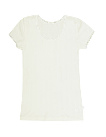 T-shirt in naturelwit (wol-zijde)