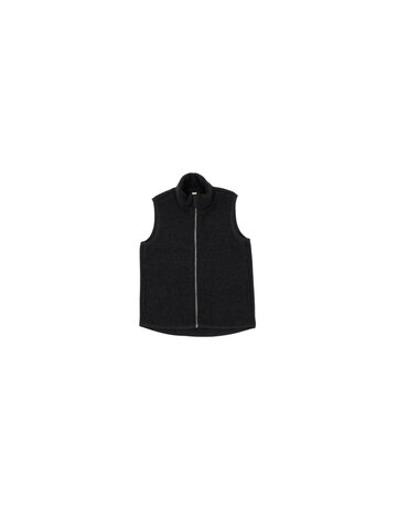 Bodywarmer in zwart melange (biologische fleece wol)