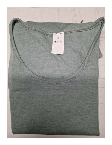 Longsleeve met ronde hals in khaki-groen (wol-zijde)