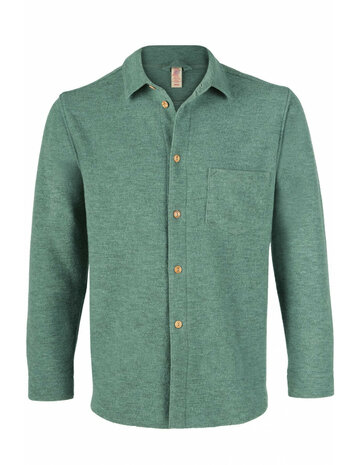 Shirt in jadekleur (boiled merinowol)