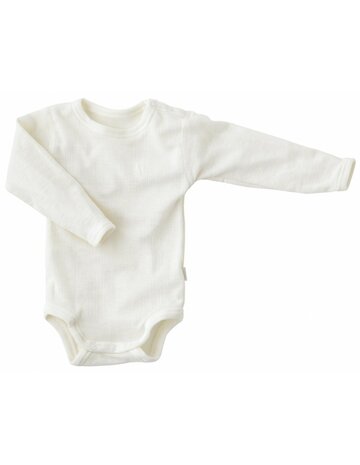 Romper met lange mouwen in naturel kleur (wol)