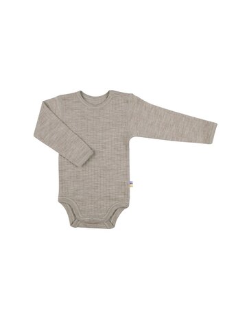 Romper met lange mouwen in sesamkleur (wol)