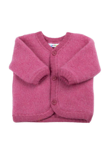 Baby/dreumes fleecejasje in roze (merinowol)