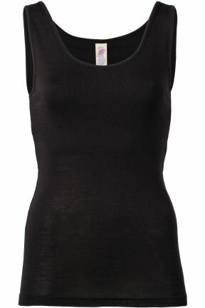 Bustier-hemdje in zwart (Merinowol-zijde)