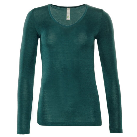 Longsleeve in zeegroen (merinowol-zijde)