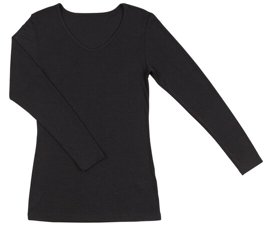 Longsleeve in zwart (wol-zijde)
