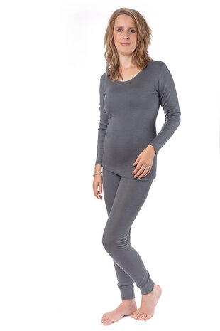 Longsleeve met ronde hals in khaki-groen (wol-zijde)