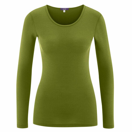 Shirt in avocadokleur (wol-katoen)