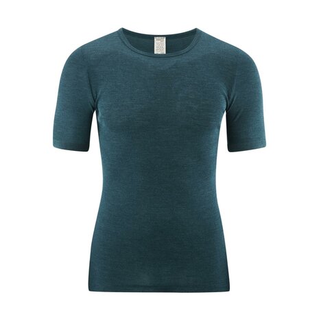 Heren T-shirt in petrol (Merinowol-zijde)