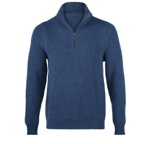 Herentrui in blauw van biologische wol met zijde