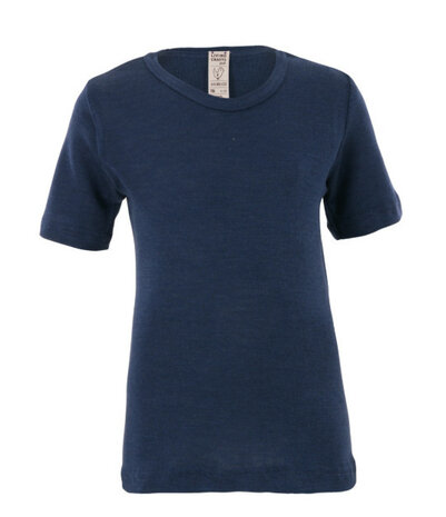 Kinder T-shirt in petrolblauw (wol-zijde)