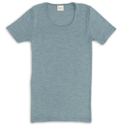 Dames T-shirt in bergblauw - mountainblue (wol-zijde)