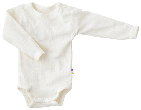 Romper met lange mouwen in naturel kleur (wol)