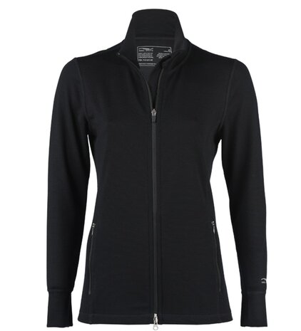 Dames sportvest in zwart (merinowol-zijde)