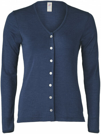 Damesvest in navy (wol-zijde)