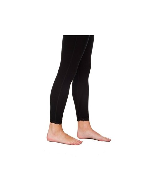 Legging in zwart met kantje (wol)
