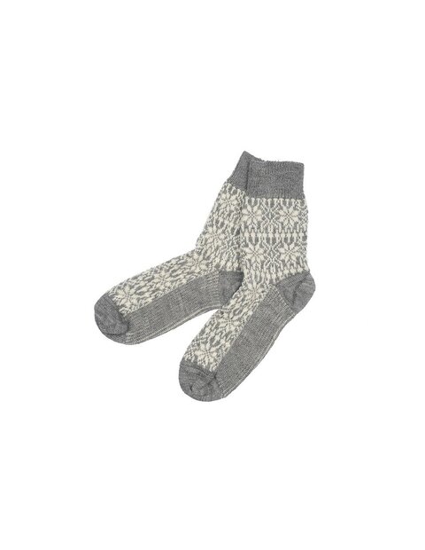 Noorse sokken in grijs/wit (wol)