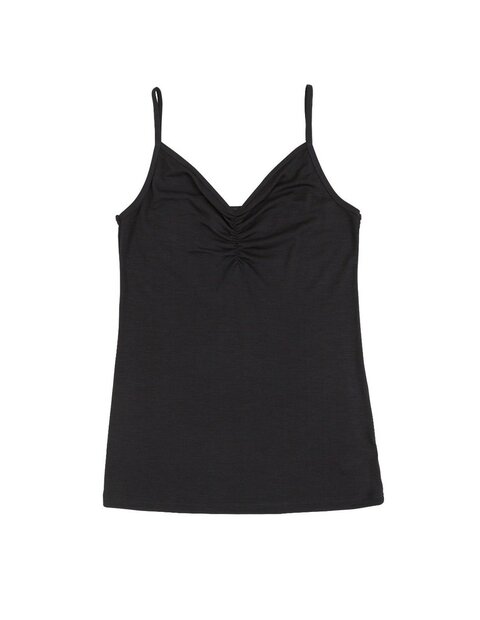 Hemdje met spaghettibandjes in zwart (wol-zijde)