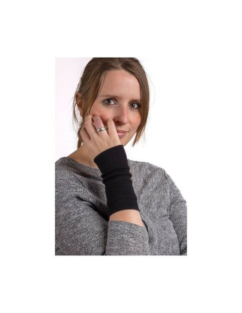 Polswarmers in zwart (wol-zijde)