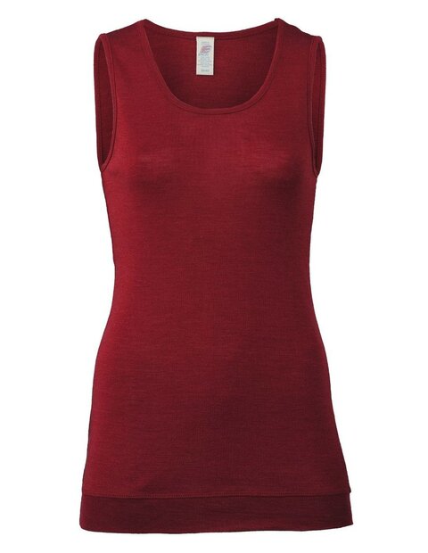 Extra lange damestop in malve-rood (wol-zijde)