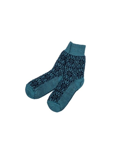 Noorse sokken in petrol/donkerblauw (wol)