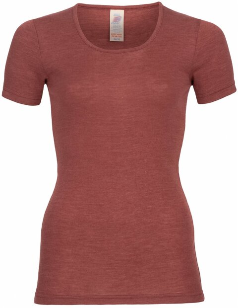 Dames T-shirt in koperkleur (wol-zijde)