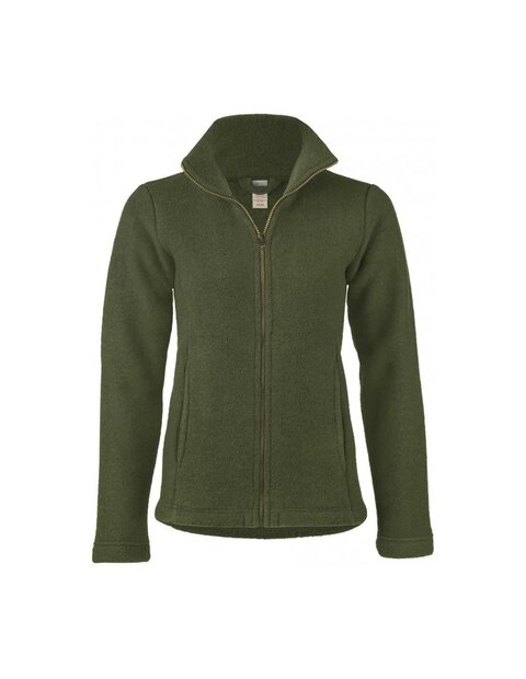 Dames fleecejasje in rietgroen (biologische merinowol)