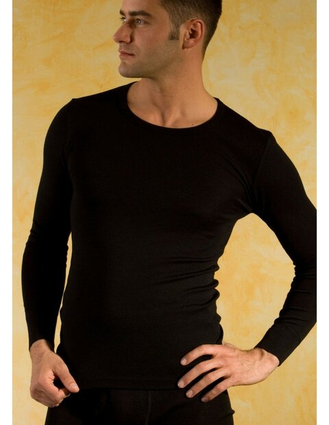 Longsleeve in zwart (wol-zijde)