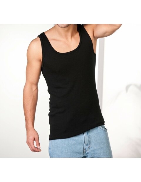 Herenhemd in zwart (Merinowol)