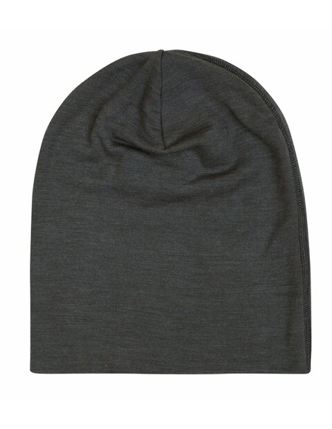 Muts met dubbele laag in zwart (Merinowol-zijde)