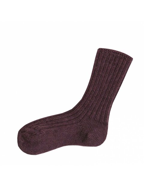Sokken in wol in aubergine