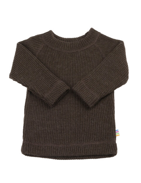 Gebreide kindertrui in donkerbruin (merinowol)