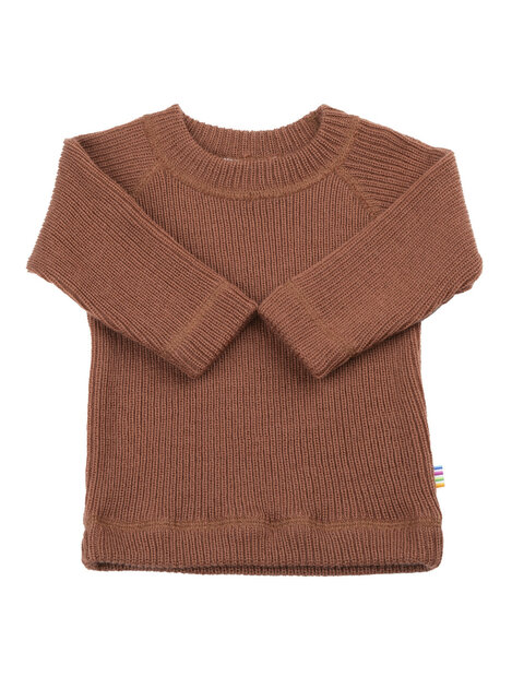 Gebreide kindertrui in roodbruin (merinowol)
