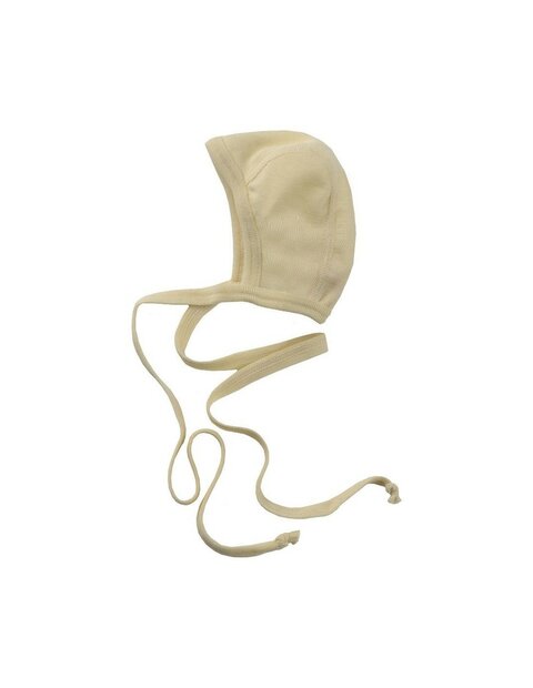 Strikmutsje van wol-zijde naturel