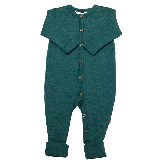 Pyjama of boxpak met omslagvoetje in blauw (merinowol)