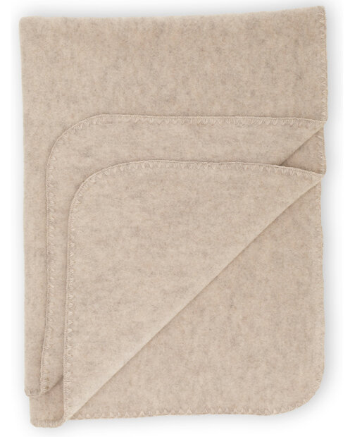 Baby deken van biologisch wollen fleece in zandmelange (merinowol)