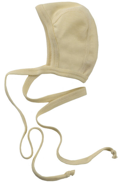 Strikmutsje van wol-zijde naturel