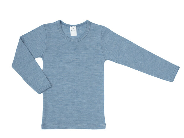 Longsleeve in jeansblauw (wol-zijde)