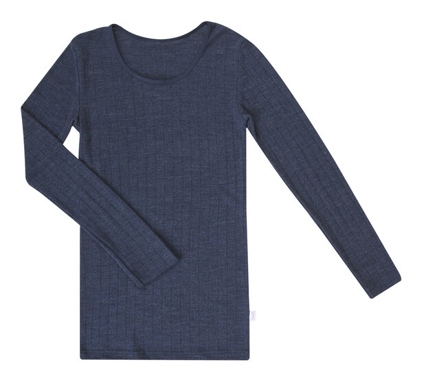 Longsleeve in donkerblauw (wol-zijde)