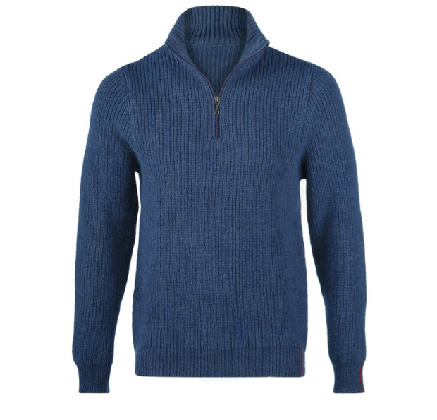 Herentrui in blauw van biologische wol met zijde