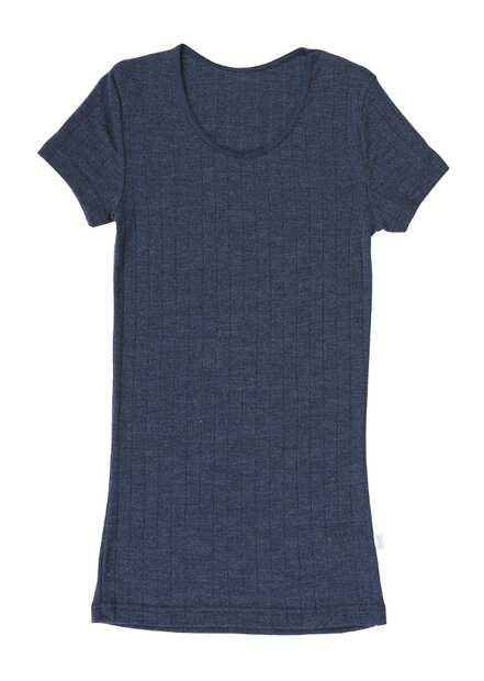 T-shirt in blauw (wol-zijde)